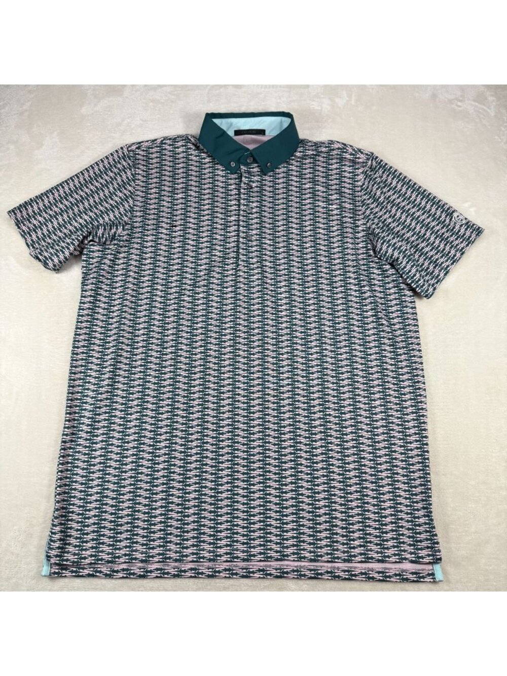 Greyson Mens L Golf Performance Polo Alligator Nation Green Pink Short Sleeve